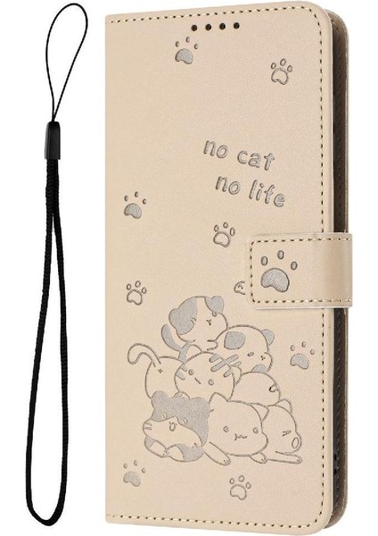 Infinix Not 50 Için Flip Case 4g Sevimli Kedi Kart Tutucu Kickstand Pu (Yurt Dışından)