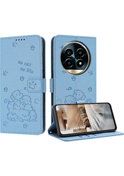 Realme 13 Pro Artı Deri Cüzdan Pu Deri Sevimli Kedi Kartı Için Flip Case (Yurt Dışından)