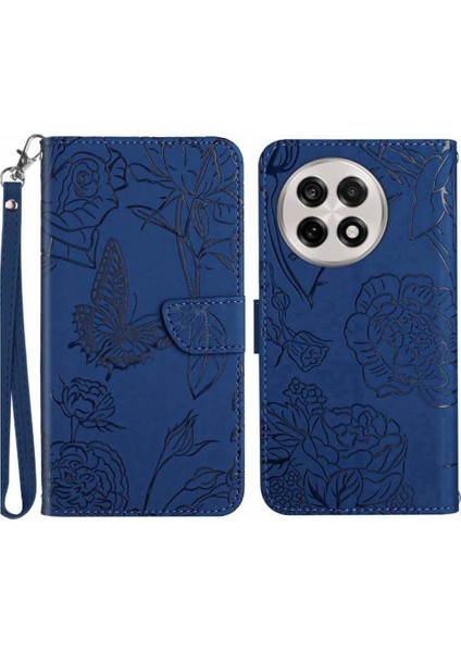Bilek Kayışı Çiçekler ve Kelebekler Deri ile Oneplus 13 Için Flip Case (Yurt Dışından)