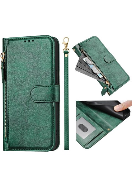 IPhone 13 Için Flip Case Pro Max Kart Tutucu Pu Deri Manyetik Fermuar (Yurt Dışından)