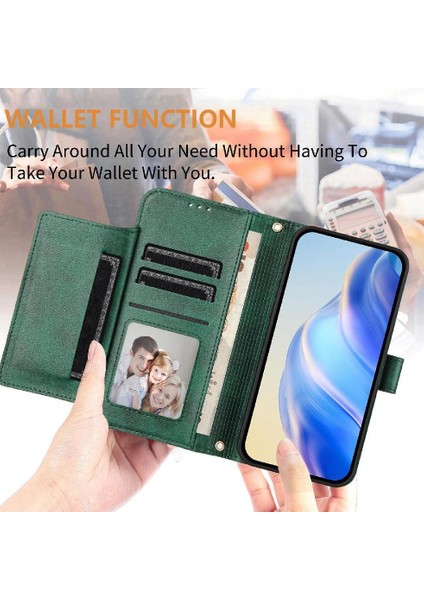 IPhone 13 Için Flip Case Pro Max Kart Tutucu Pu Deri Manyetik Fermuar (Yurt Dışından)