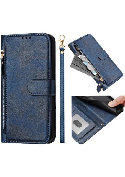 IPhone 12 Için Flip Case Pro Max Pu Deri Manyetik Fermuar Kart Tutucu (Yurt Dışından)