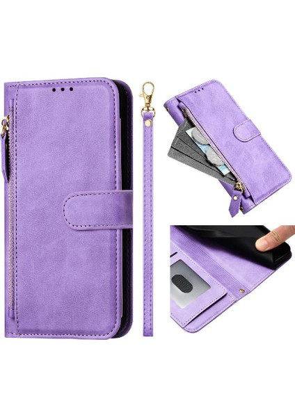 IPhone 13 Için Flip Case Pro Max Kart Tutucu Pu Deri Manyetik Fermuar (Yurt Dışından)