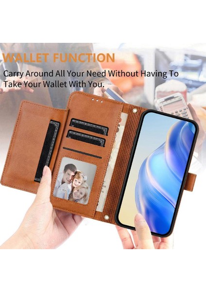 IPhone 13 Için Flip Case Pro Max Kart Tutucu Pu Deri Manyetik Fermuar (Yurt Dışından)