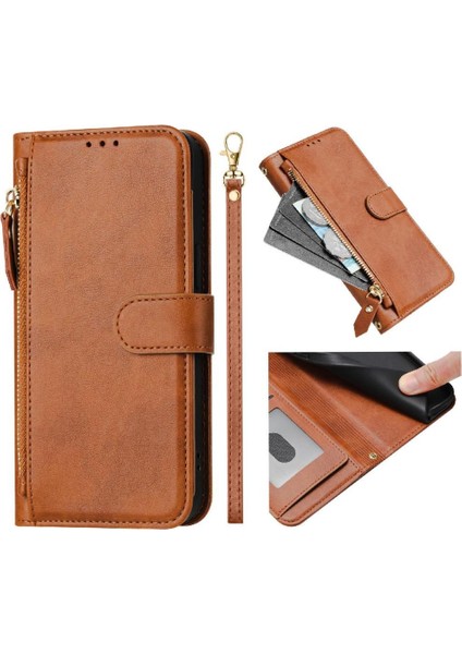 IPhone 13 Için Flip Case Pro Max Kart Tutucu Pu Deri Manyetik Fermuar (Yurt Dışından)