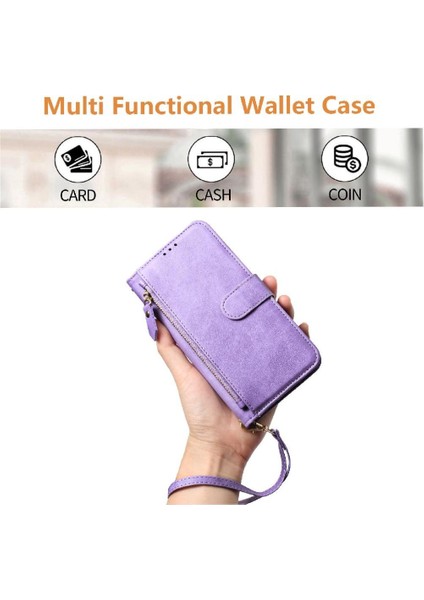 IPhone 15 Için Flip Case Artı Fermuar Pu Deri Manyetik Kart Tutucu (Yurt Dışından)