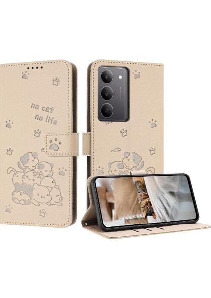 Realme C75 4g Için Flip Case Sevimli Kedi Kart Tutucu Kickstand Pu Deri (Yurt Dışından)