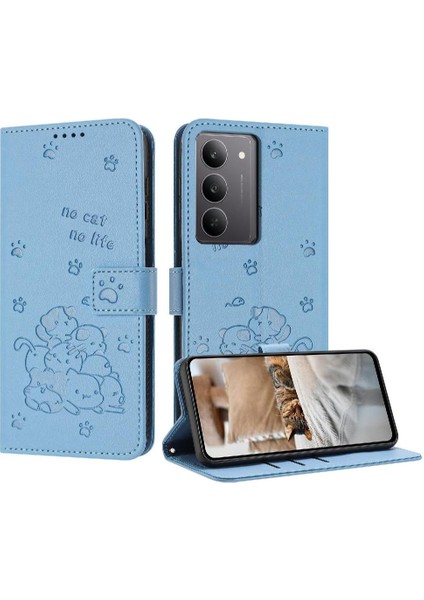Realme C75 4g Için Flip Case Sevimli Kedi Kart Tutucu Kickstand Pu Deri (Yurt Dışından)