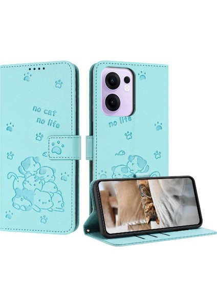 Oppo Reno 13F 5g Deri Cüzdan Için Flip Case Sevimli Kedi Kart Tutucu Pu (Yurt Dışından)