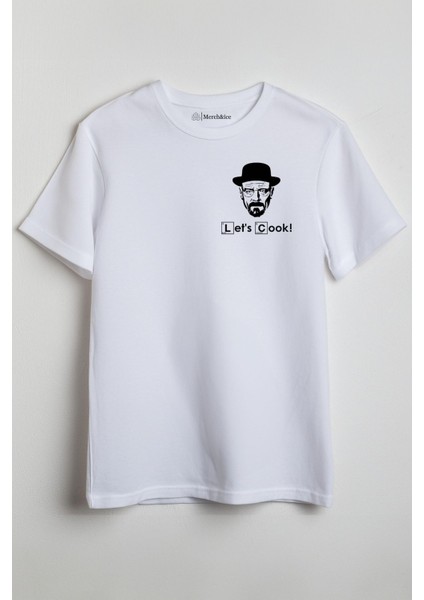 Lets Cook Baskılı Unisex T-Shirt Beyaz