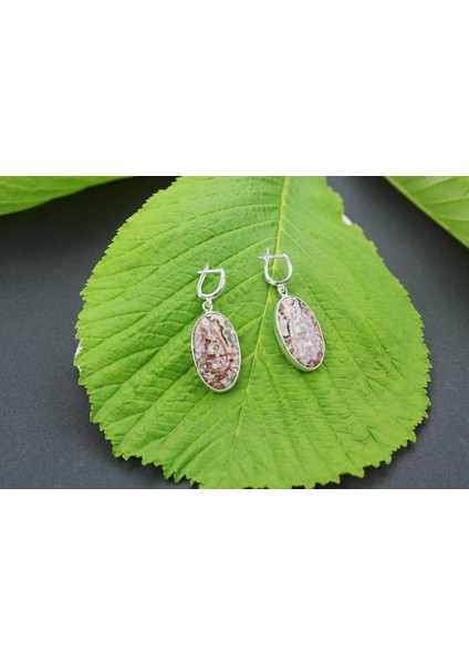 Akik taşlı Gümüş Çerçeve Küpe