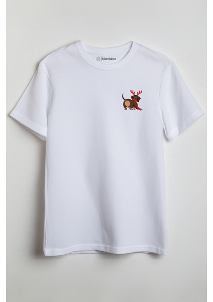 Merry Kissmyass Yılbaşı Baskılı Unisex T-Shirt Beyaz