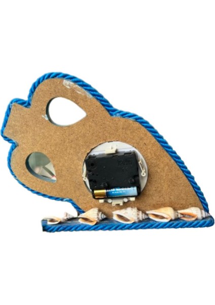 El Yapımı Ahşap Masa Saati, Deniz Kabukları ve Mavi-Beyaz Detaylar indirimleri