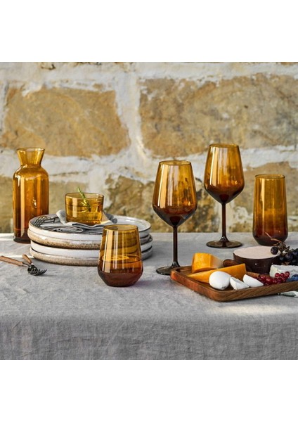 Iconic 4'lü Ayaklı Bardak - Amber - 490 ml fırsatları