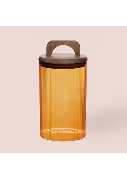 Akasya Kulplu Cam Kavanoz - Amber - 1 Lt