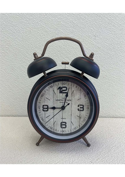 Şık Siyah Masaüstü Metal Çalar Saat, Modern ve Kullanışlı Tasarım