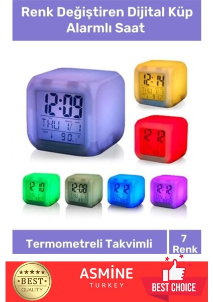 Renkli Dijital Takvimli Termometreli Çok Fonksiyonlu Saat fiyatları
