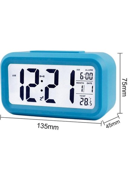 Dijital Masaüstü Saat, LCD Ekran, Gece Işığı, Pilli, Alarm, Mavi Renk fiyatları