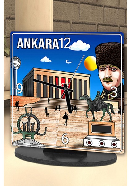 Ankara Temalı Modern Masa Saati, Şık ve Zarif Dekor Parçası