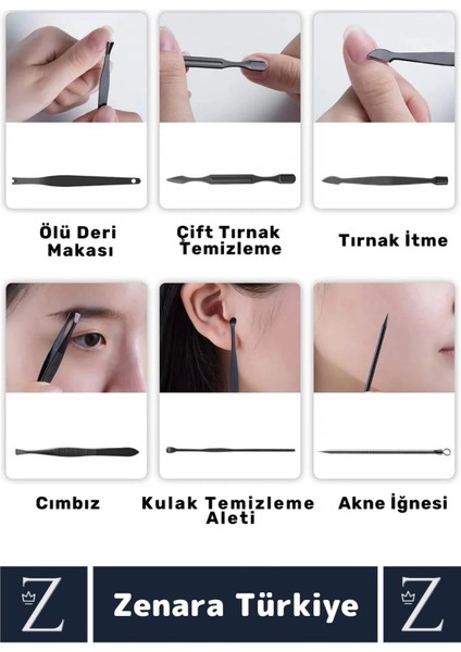 Kompakt El Yüz Tırnak Ayak Bakım Taşınabilir Cep Boy Özel Çantalı 12 Parça Manikür Pedikür Seti indirimleri