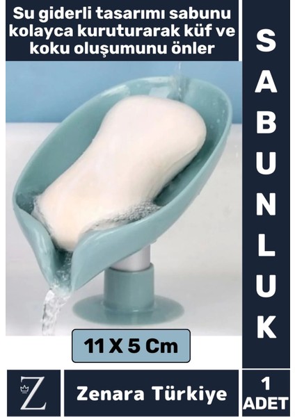 Banyo Mutfak Lavabo Sabun Sünger Montajsız Su Giderli Küflenme Kuruma Koku Önleyen Vantuzlu Sabunluk