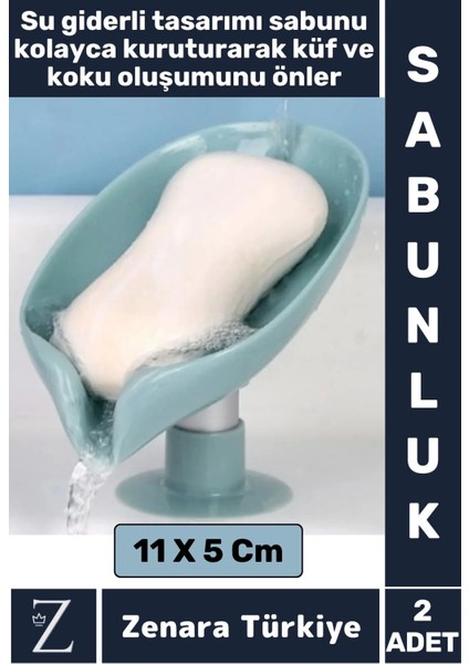 Banyo Mutfak Lavabo Sabun Montajsız Giderli Küflenme Kuruma Koku Önleyen Vantuzlu Sabunluk 2 Adet