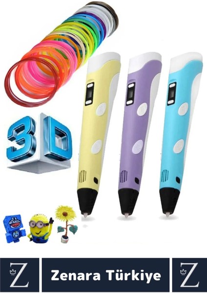 Ergonomik Abs Plastik Bükülebilir 3D Renkli Üç Boyutlu Çocuk Grafik Tablet Yazıcı 3D Çizim Kalemi