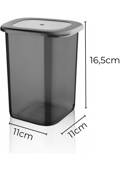Etiketli 6'lı Antrasit Ekonomik Kırılmaz Saklama Kabı Seti 6x1,2 Lt.