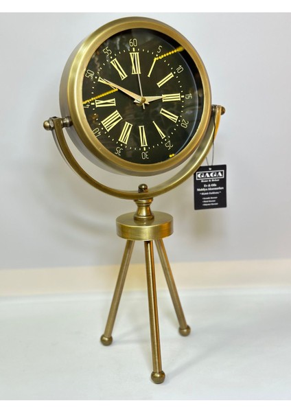 Şık Ayaklı Masa Saati, Gold Detaylı, Modern ve Zarif Tasarım