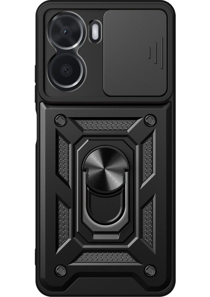 Vivo Y16 4g Pc+Tpu Hibrit Kapak Halkalı Kickstand Telefon Kılıfı Sürgülü Kamera Koruyucu-Altın (Yurt Dışından) modelleri