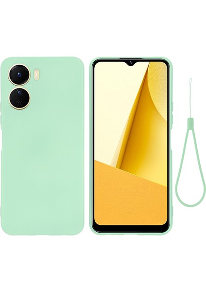 Vivo Y16 4g Telefon Kılıfı, Sıvı Silikon + Yumuşak Astar Koruyucu Arka Kapak ve Kayış-Yeşil (Yurt Dışından)