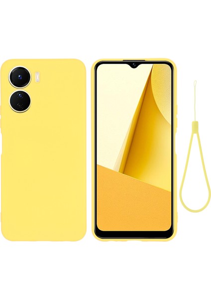 Vivo Y16 4g Telefon Kılıfı, Sıvı Silikon + Yumuşak Astar Koruyucu Arka Kapak ve Kayış-Sarı (Yurt Dışından)