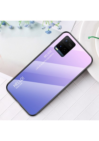 Şık Renkli Degrade Tasarım Darbeye Dayanıklı Koruyucu Tpu Temperli Cam Arka Telefon Kılıfı Vivo Y21/Y33S-DEGRADE Pembe Mor (Yurt Dışından) indirimleri