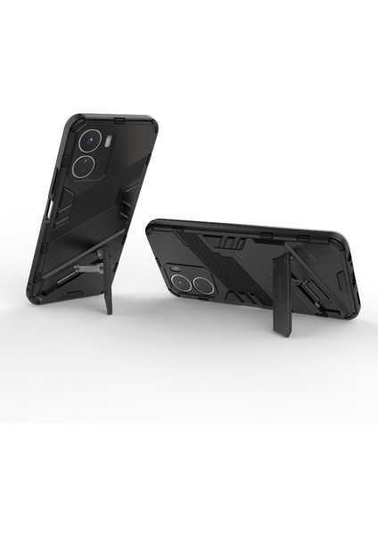 Vivo Y16 4g Kickstand Telefon Kılıfı Çift Katmanlı Tasarım Yumuşak Tpu Sert Pc Darbeye Dayanıklı Koruyucu Kılıf-Siyah (Yurt Dışından) modelleri
