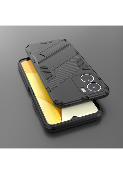 Vivo Y16 4g Kickstand Telefon Kılıfı Çift Katmanlı Tasarım Yumuşak Tpu Sert Pc Darbeye Dayanıklı Koruyucu Kılıf-Siyah (Yurt Dışından) indirimleri