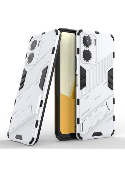 Vivo Y16 4g Kickstand Telefon Kılıfı Çift Katmanlı Tasarım Yumuşak Tpu Sert Pc Darbeye Dayanıklı Koruyucu Kılıf-Beyaz (Yurt Dışından) fiyatları