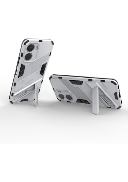 Vivo Y16 4g Kickstand Telefon Kılıfı Çift Katmanlı Tasarım Yumuşak Tpu Sert Pc Darbeye Dayanıklı Koruyucu Kılıf-Beyaz (Yurt Dışından) modelleri