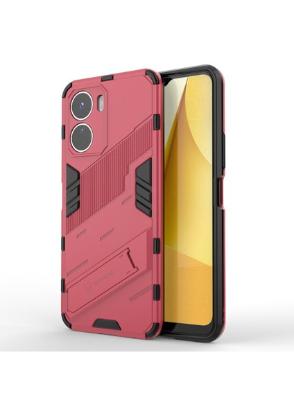 Vivo Y16 4g Kickstand Telefon Kılıfı Çift Katmanlı Tasarım Yumuşak Tpu Sert Pc Darbeye Dayanıklı Koruyucu Kılıf-Gül (Yurt Dışından)