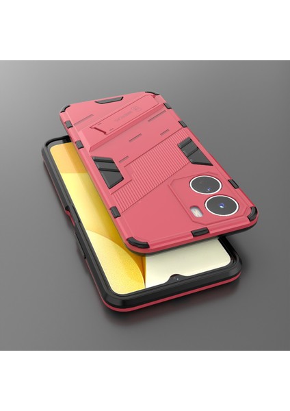 Vivo Y16 4g Kickstand Telefon Kılıfı Çift Katmanlı Tasarım Yumuşak Tpu Sert Pc Darbeye Dayanıklı Koruyucu Kılıf-Gül (Yurt Dışından) indirimleri