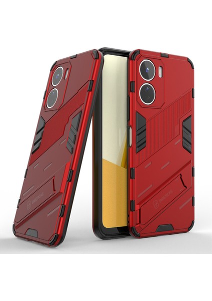 Vivo Y16 4g Kickstand Telefon Kılıfı Çift Katmanlı Tasarım Yumuşak Tpu Sert Pc Darbeye Dayanıklı Koruyucu Kılıf-Kırmızı (Yurt Dışından) fiyatları
