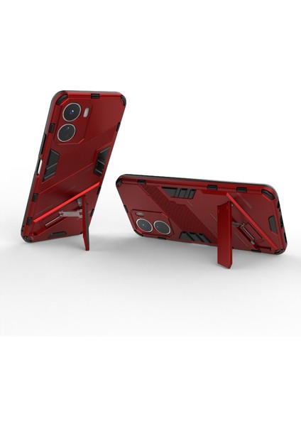 Vivo Y16 4g Kickstand Telefon Kılıfı Çift Katmanlı Tasarım Yumuşak Tpu Sert Pc Darbeye Dayanıklı Koruyucu Kılıf-Kırmızı (Yurt Dışından) modelleri