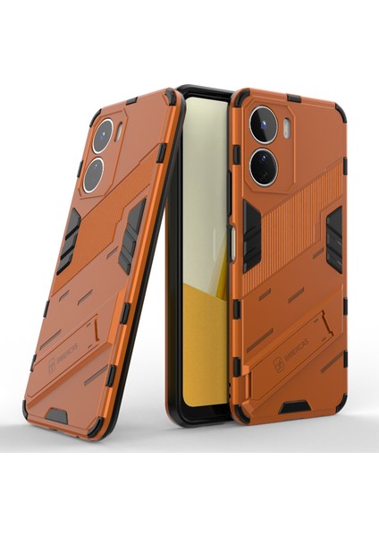 Vivo Y16 4g Kickstand Telefon Kılıfı Çift Katmanlı Tasarım Yumuşak Tpu Sert Pc Darbeye Dayanıklı Koruyucu Kılıf-Turuncu (Yurt Dışından) fiyatları