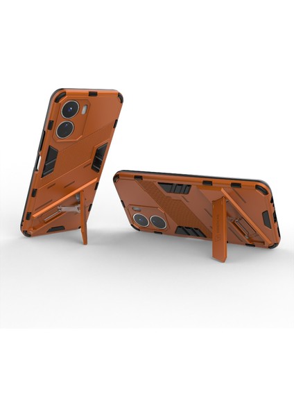 Vivo Y16 4g Kickstand Telefon Kılıfı Çift Katmanlı Tasarım Yumuşak Tpu Sert Pc Darbeye Dayanıklı Koruyucu Kılıf-Turuncu (Yurt Dışından) modelleri
