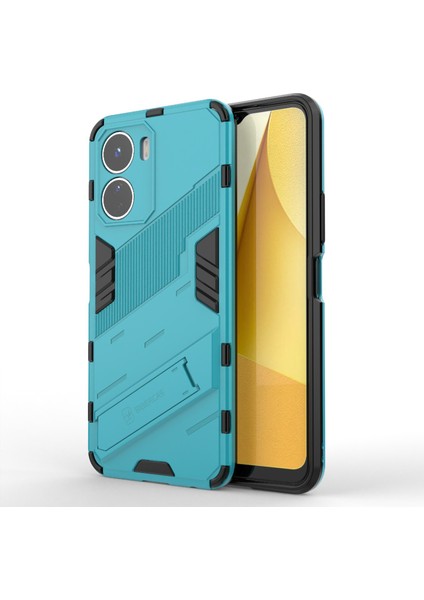 Vivo Y16 4g Kickstand Telefon Kılıfı Çift Katmanlı Tasarım Yumuşak Tpu Sert Pc Darbeye Dayanıklı Koruyucu Kılıf-Bebek Mavisi (Yurt Dışından)