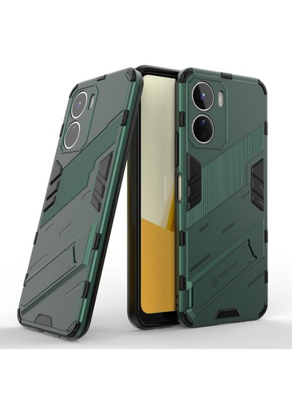 Vivo Y16 4g Kickstand Telefon Kılıfı Çift Katmanlı Tasarım Yumuşak Tpu Sert Pc Darbeye Dayanıklı Koruyucu Kılıf-Yeşil (Yurt Dışından) fiyatları