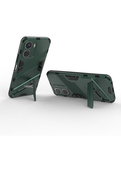 Vivo Y16 4g Kickstand Telefon Kılıfı Çift Katmanlı Tasarım Yumuşak Tpu Sert Pc Darbeye Dayanıklı Koruyucu Kılıf-Yeşil (Yurt Dışından) modelleri