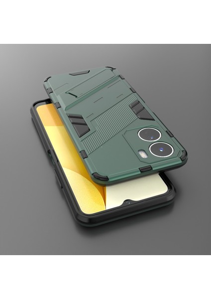 Vivo Y16 4g Kickstand Telefon Kılıfı Çift Katmanlı Tasarım Yumuşak Tpu Sert Pc Darbeye Dayanıklı Koruyucu Kılıf-Yeşil (Yurt Dışından) indirimleri