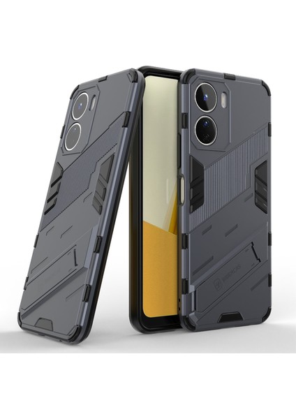 Vivo Y16 4g Kickstand Telefon Kılıfı Çift Katmanlı Tasarım Yumuşak Tpu Sert Pc Darbeye Dayanıklı Koruyucu Kılıf-Gri (Yurt Dışından) fiyatları