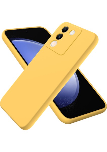 Vivo Y200(HINDISTAN)5G Kılıf Yumuşak Astarlı Çizilmez Sıvı Silikon Kılıf Kayışlı-Sarı (Yurt Dışından) fiyatları