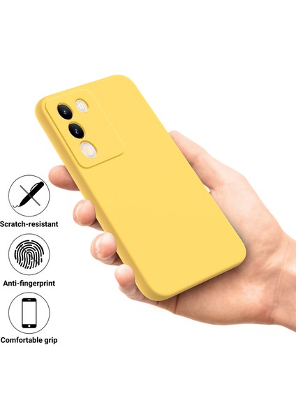 Vivo Y200(HINDISTAN)5G Kılıf Yumuşak Astarlı Çizilmez Sıvı Silikon Kılıf Kayışlı-Sarı (Yurt Dışından) indirimleri